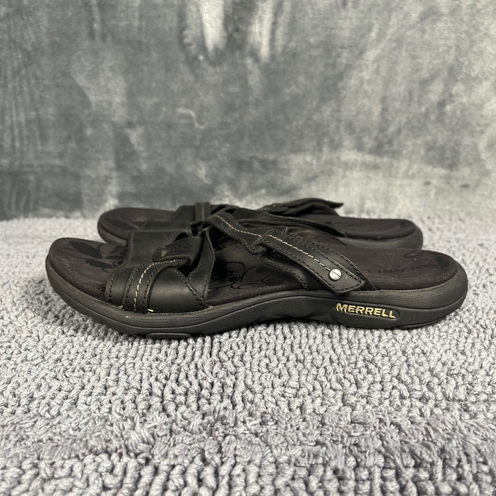 Merrell Terran Slide II Black Leather Comfort Sandals Womens 7 J62278